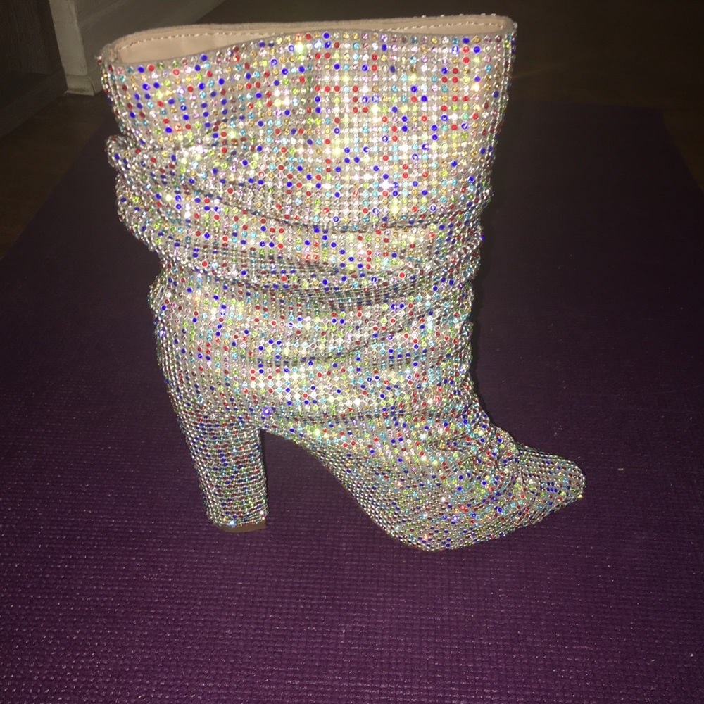 Multicolored  Rhinestone Booties, size 8 women’s
